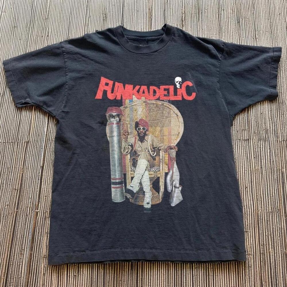 Gildan Black T Shirt Funkadelic Black Cotton T Shirt